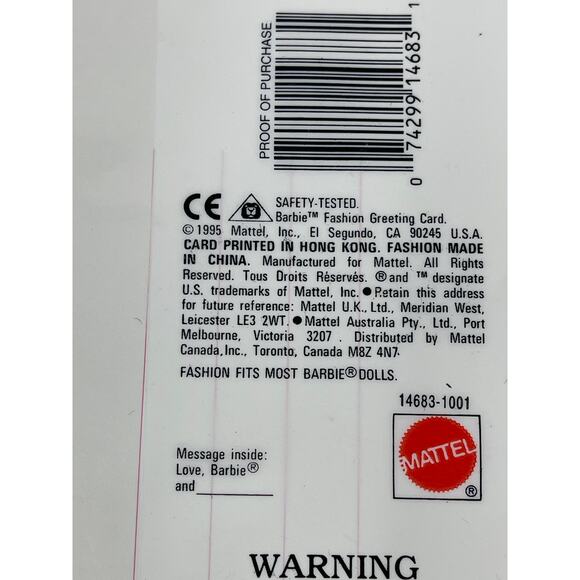 Vintage 1995 Barbie HAPPY EASTER Fashion Greeting Card PINK EGG Dress - Picture 3 of 4